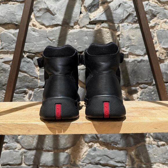Prada Linea Rossa 2018 America's Cup Black Leather Mesh High-top Sneakers - Picture 5 of 13